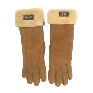 UGG Turn Cuff Gloves Small Chestnut shearling
